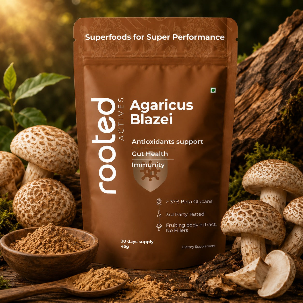 ABM Mushroom Extract Powder for Inflammation, Blood Sugar Balance & Antioxidant Support