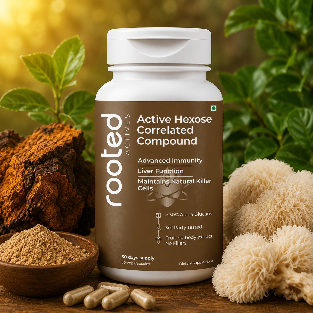 Active Hexose Correlated Compound (AHCC) Mushroom Extract Capsules