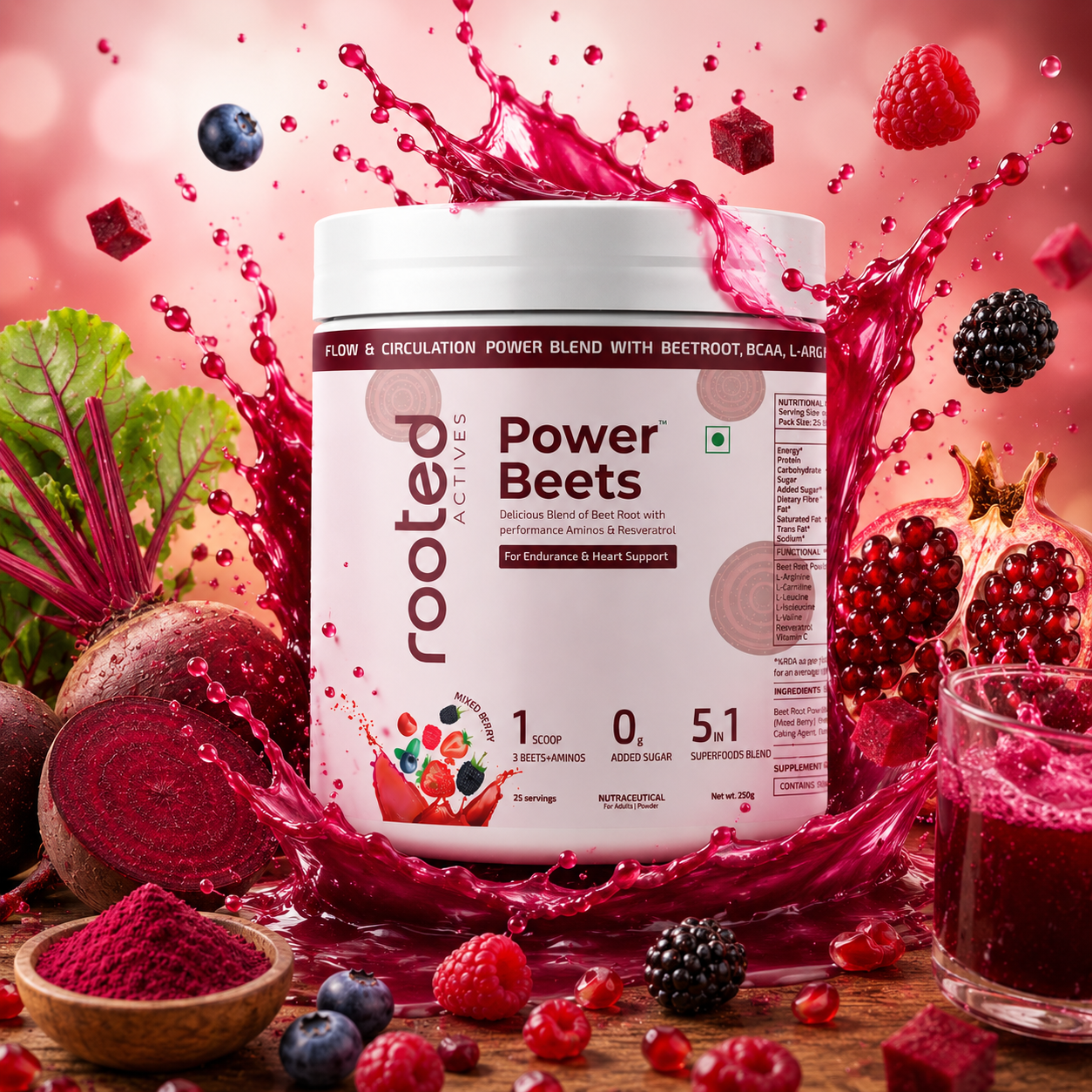Power Beets - Beetroot + Amino's Drink Mix (Mixed Berry)