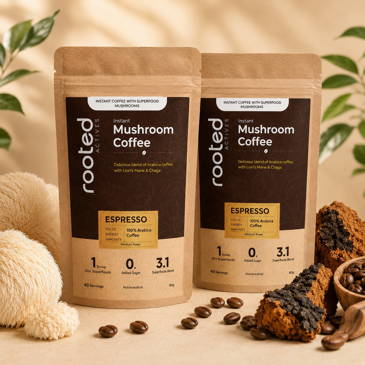 Mushroom Coffee | Lion's Mane & Chaga | Espresso Flavour (Buy 1 Get 1 Free)